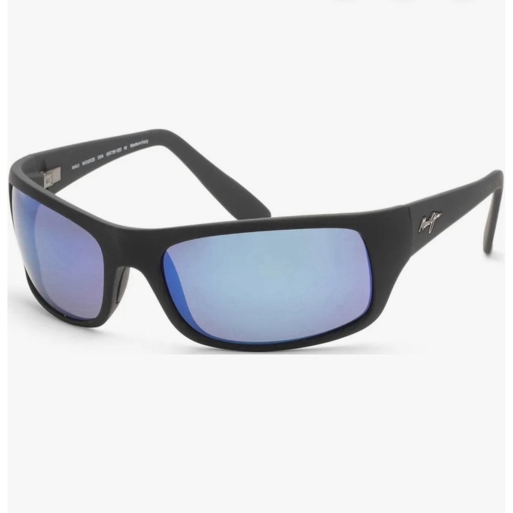 NEW Maui Jim PEAHI Black POLARIZED Blue GLASS Lens Sunglasses B202-2M
